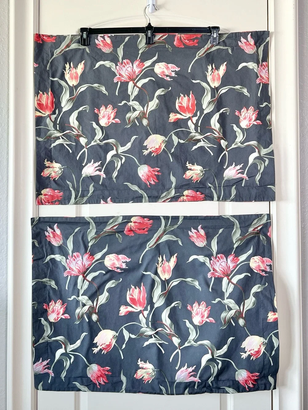 IKEA Alandsrot French Tulip Pillow Shams Set Grey Pink Floral Cottagecore Pair